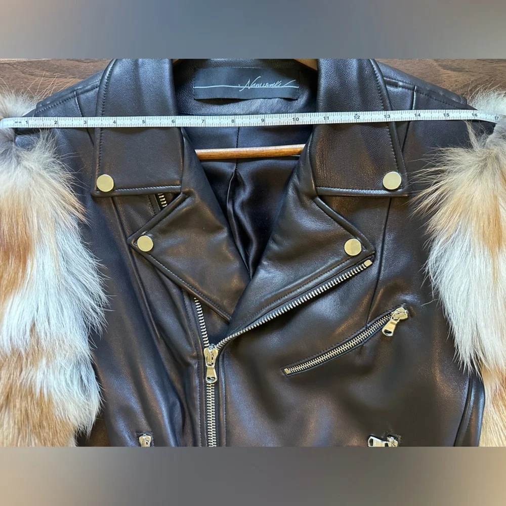 By the Namesake leather jacket with fox fur sleeves - Picture 10 of 17